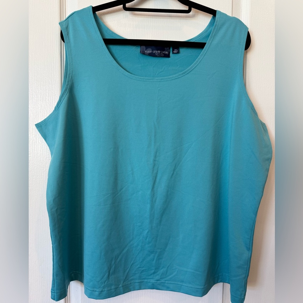 NWOT 
Susan Graver Tank Top 2X Turquoise Sleeveless       🎉 2 For $20 🎉